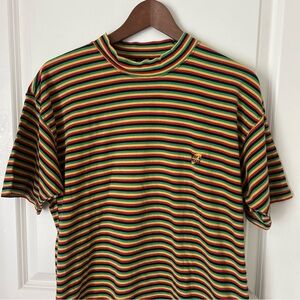 Vintage Surf & Sweats Multi Stripe Striped Surfing Beach Skate T-Shirt Retro